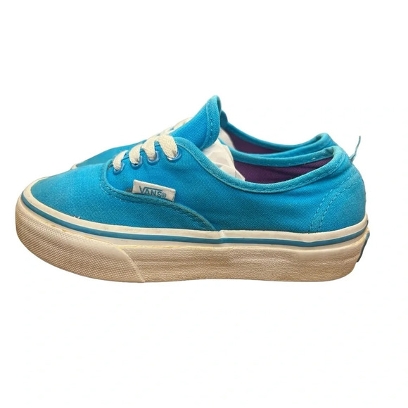 Vans Authentic Cyan Blue/ True White Lace Up Canvas Sneakers Youth‎ Size 11.0 - Picture 6 of 10